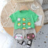 Cartoon Round Neck Short Sleeve Set Baby Sports Shorts Two-piece Set